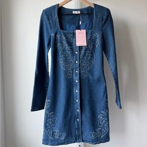 Avec Les Filles Blue Denim Dress